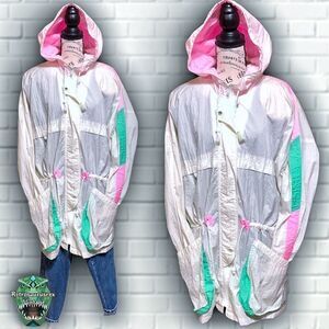 Vintage 1980’s Pastel Oversized Kidcore Nylon Windbreaker Track Jacket, Medium